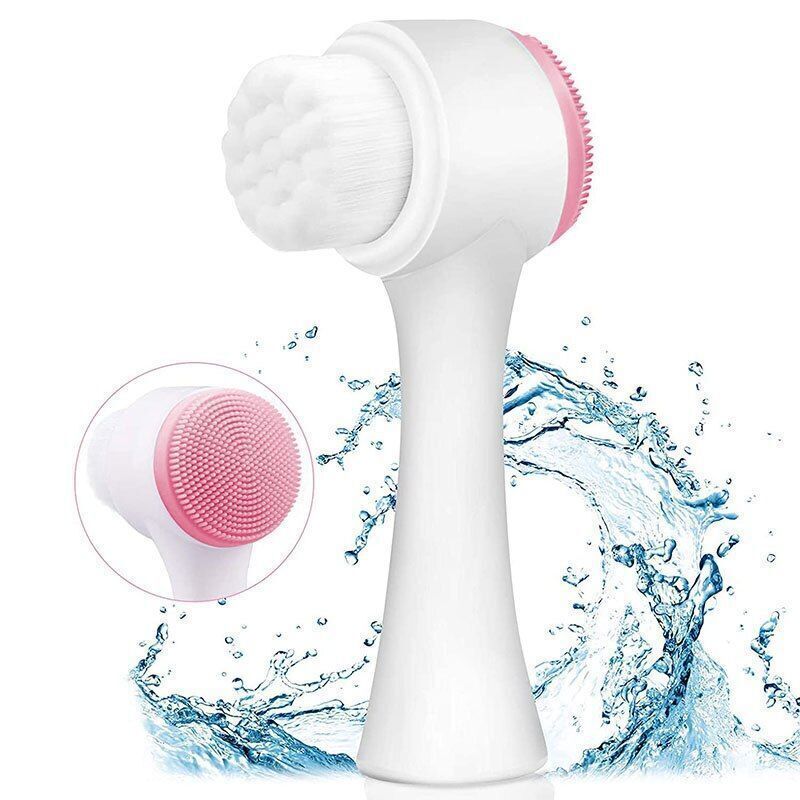 Cleansing Facial Brush 2-in-1 Face Brush Silicone Facial Scrubber Manual Dual