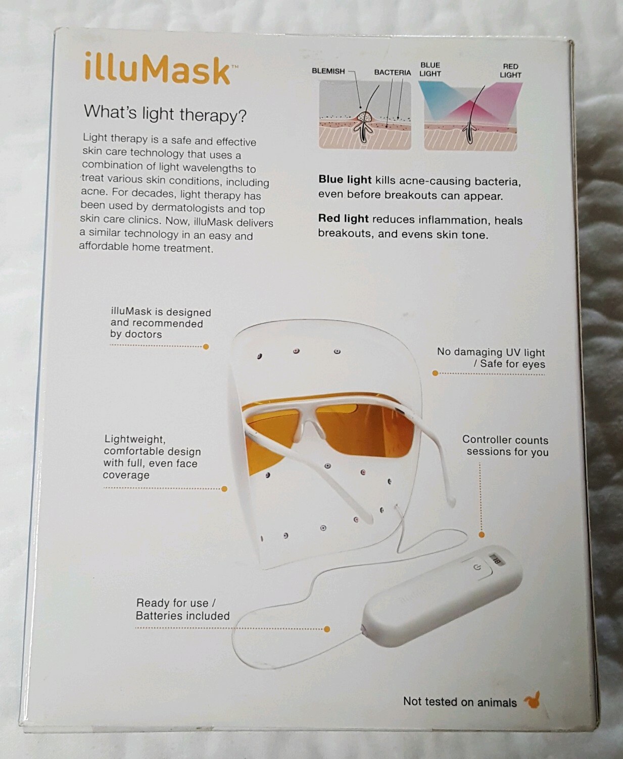 illuMask Acne Phototherapy Light Therapy Mask 30 Treatments Sealed Scuffed Box