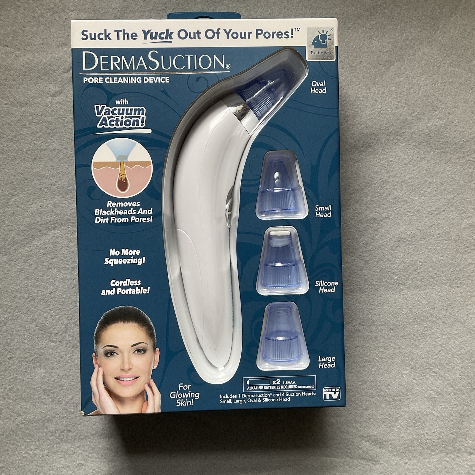 NEW DermaSuction Facial Pore Cleaning Device As Seen on TV Battery Operated NIB