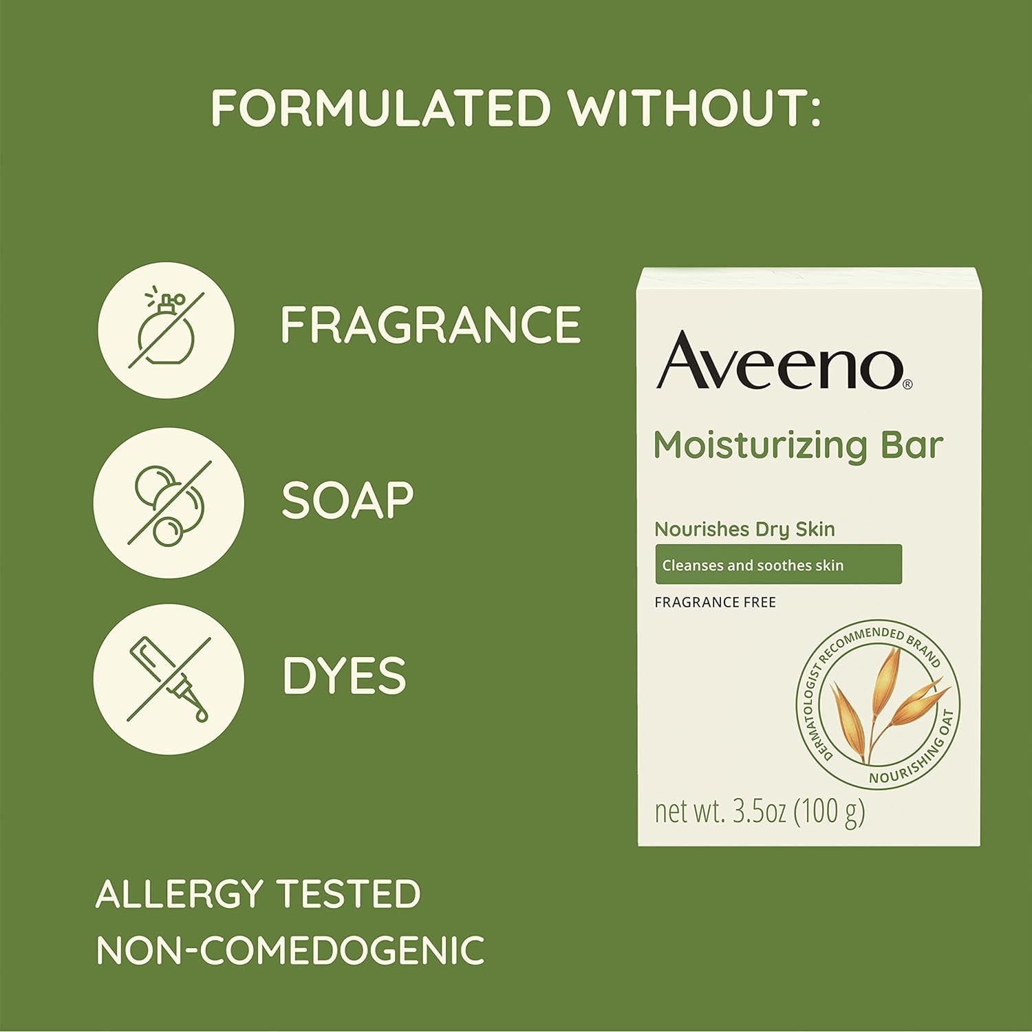 Aveeno Gentle Moisturizing Bar Facial Cleanser 3.5 Ounce (Pack of 4), Brown