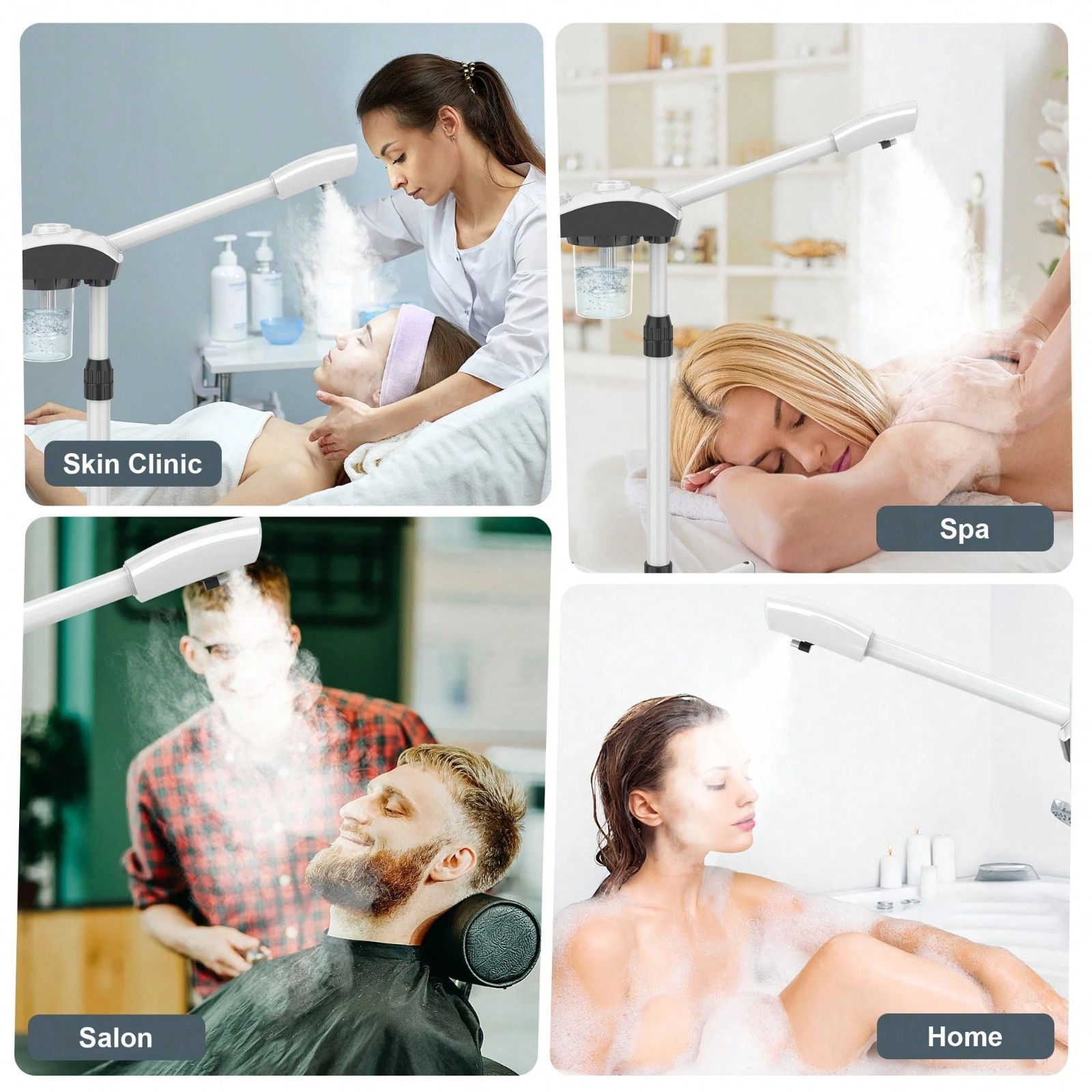 2-in-1 Facial Steamer 3X Magnifying Lamp Rolling Spa Salon Timer