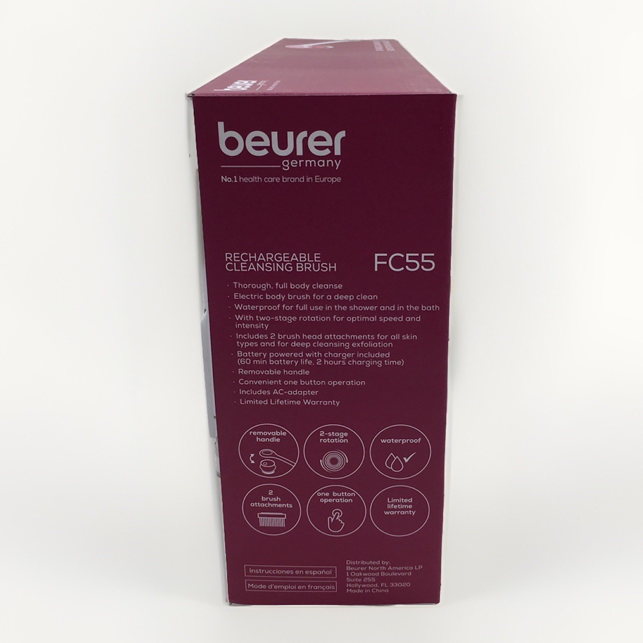 Beurer FC55 Electric Body Scrubber for Exfoliating & 3 Pc Set, Pink Rechargeable
