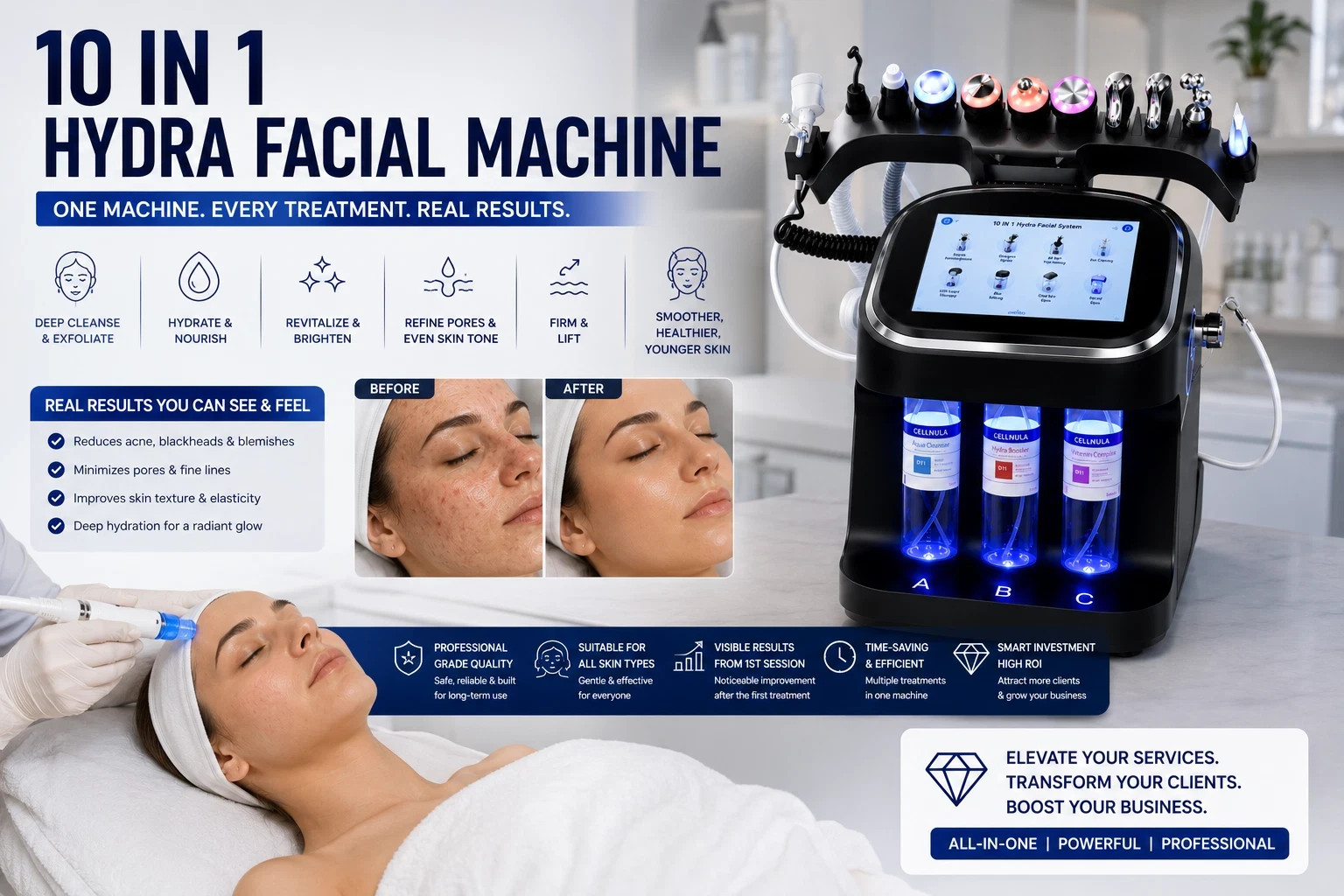 10 in 1 PROFESSIONAL Hydra Hydro Water Dermabrasion Facial Beauty Machine New US