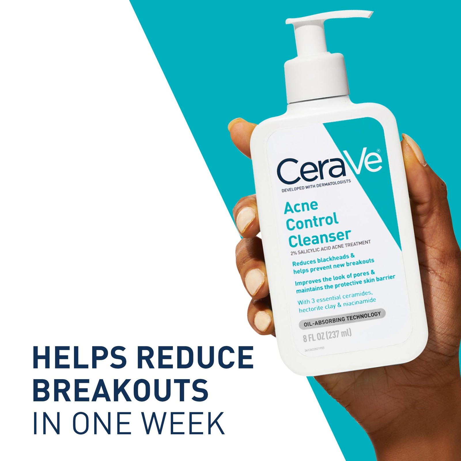 CeraVe Acne Control Cleanser, 2% Salicylic Acid 16 Fl Oz (Pack of 1)
