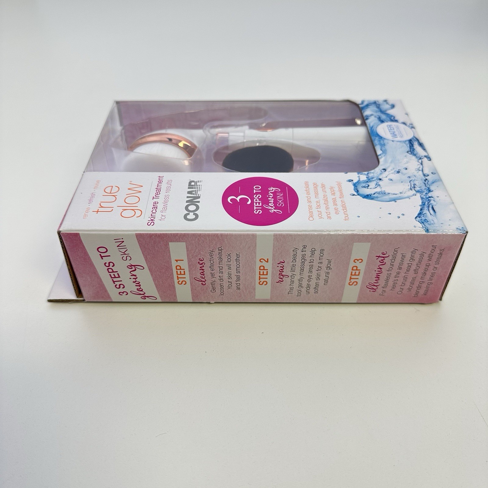 Conair True Glow Sonic Skincare Treatment 3 Step Facial Kit Brush Set New Sealed