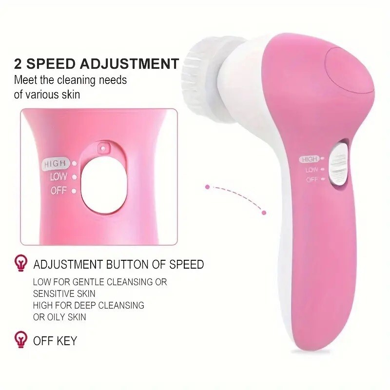Facial Cleaner- Beauty Care Battery Powered Facial Cleanser 7-in-1 Facial Brush