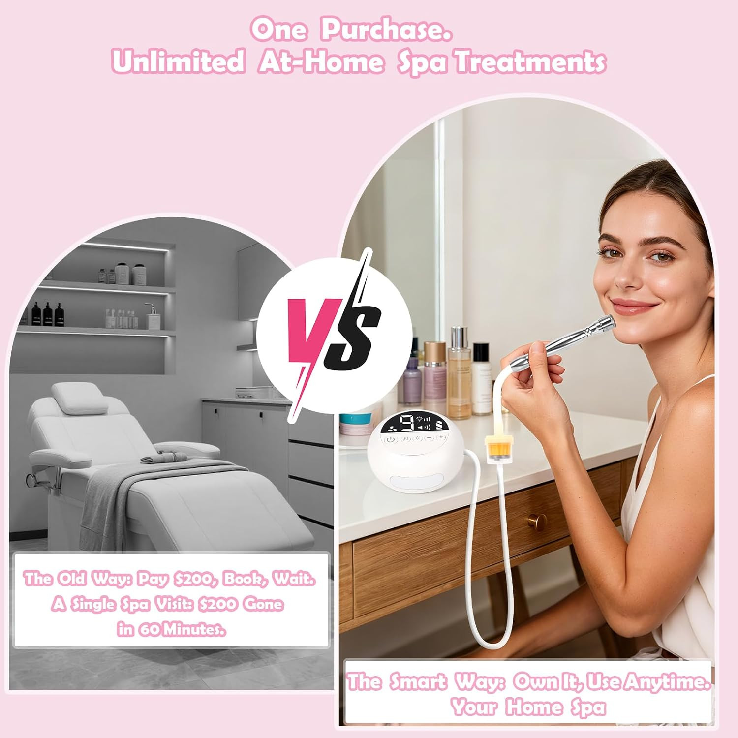 Pro Cordless Microdermabrasion Machine, Portable Facial Pore Vacuum Tool for Bl
