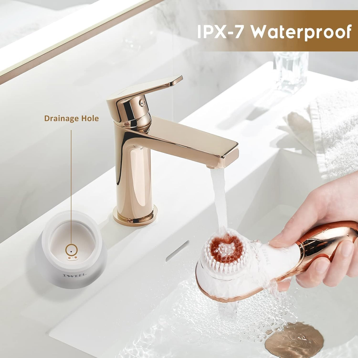 Electric Face Brush Scrubber Rechargeable Facial Exfoliator IPX-7 Waterproof Spi