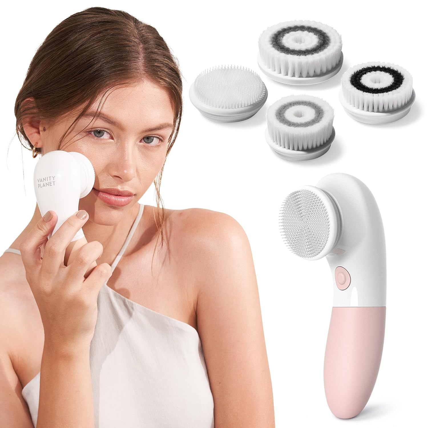 Electric Facial Cleansing Brush Waterproof with 4 Exfoliating Brush Heads