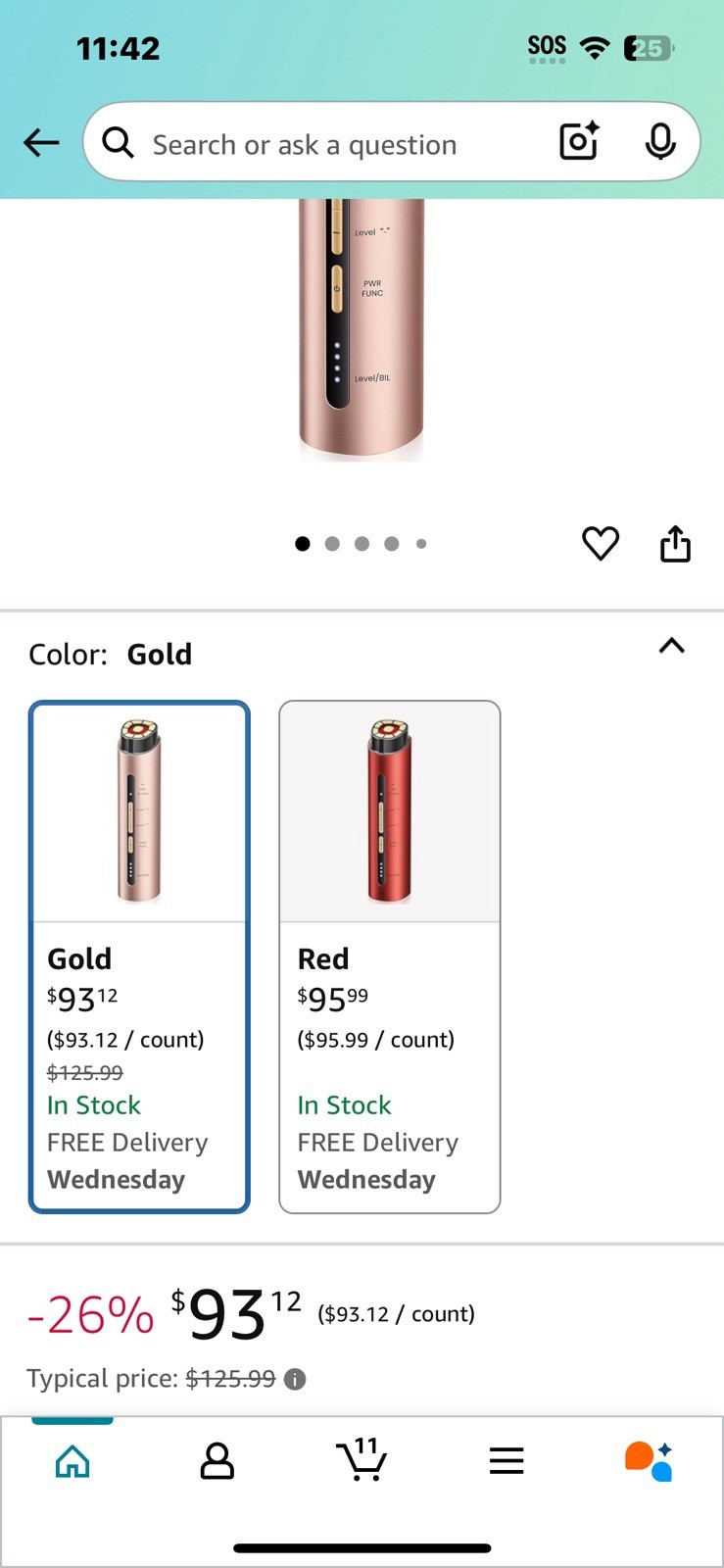 Inteo Microcurrent Facial Device Red Light Therapy Face Neck 3 Modes