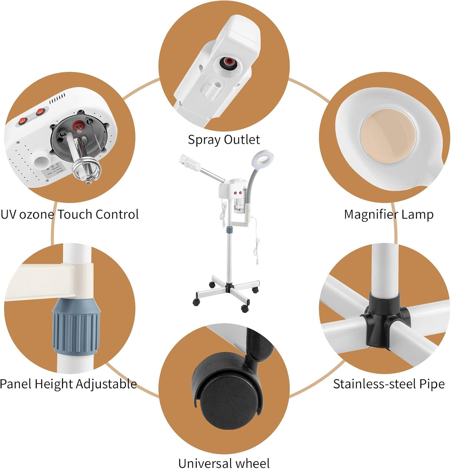 2 in 1 Facial Steamer with 5X Magnification Light, Deep Cleaning for Personal Sk