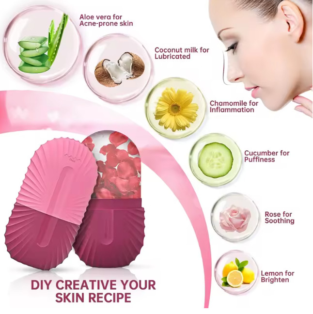 Ice Face Roller – Silicone Ice Mold for Puffiness, Pores & Facial Massage