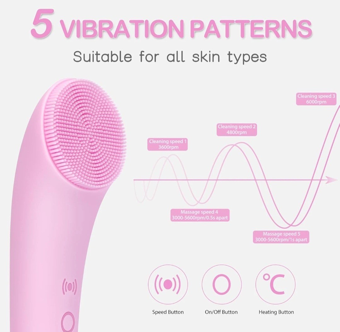 NEW Pritech Sonic Facial Cleansing Brush – Heated Silicone Deep Clean & Glow!