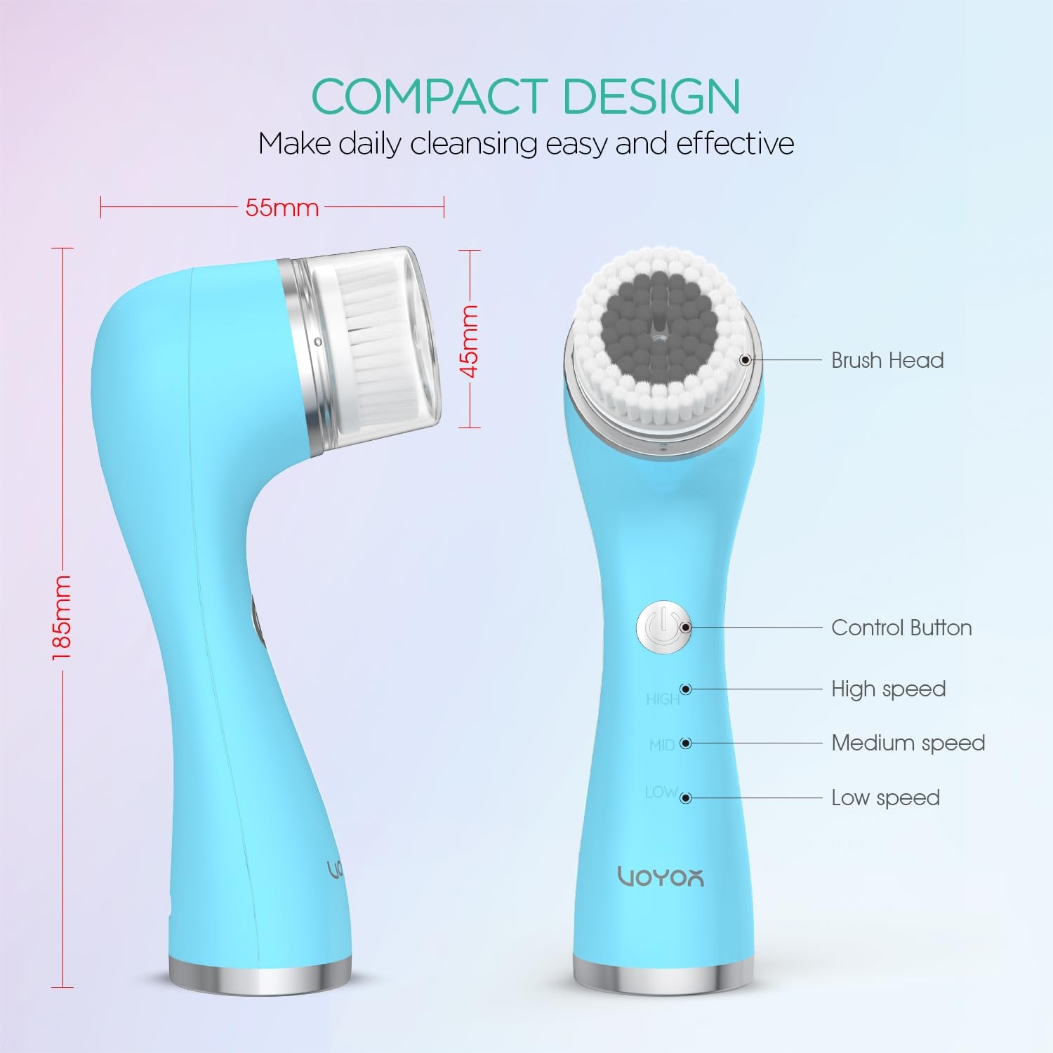 VOYOR Facial Cleansing Brush FB500 5-in-1 Spin Face Brush Waterproof Blue