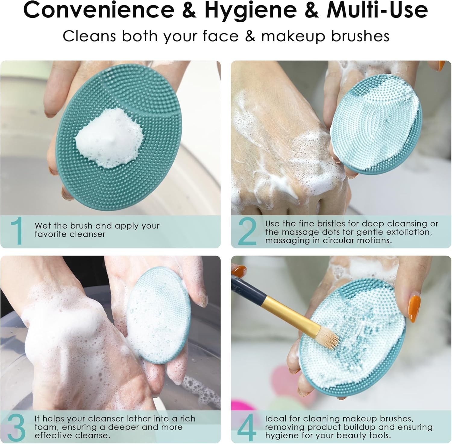 4 Pack Silicone Face Scrubber for Deep Cleansing and Exfoliation – Soft Facia…