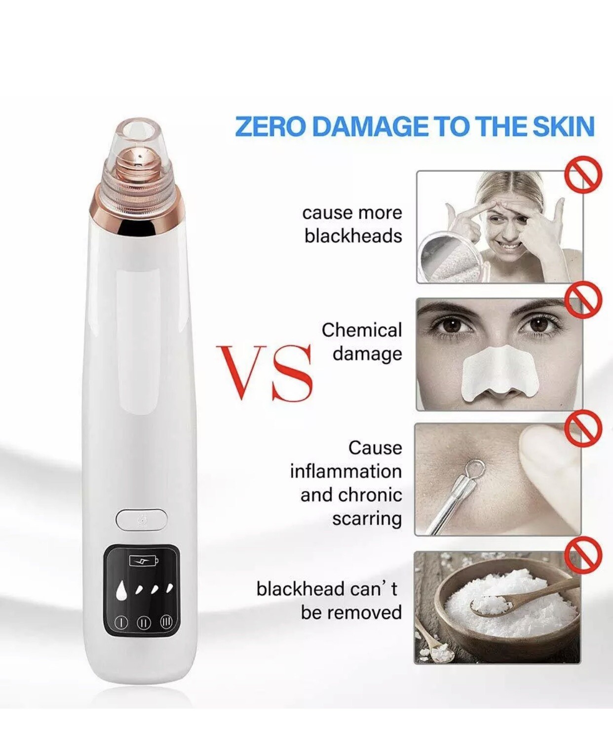 Blackhead Remover acne extractor hot compress, USB Pore Cleaner, LED display