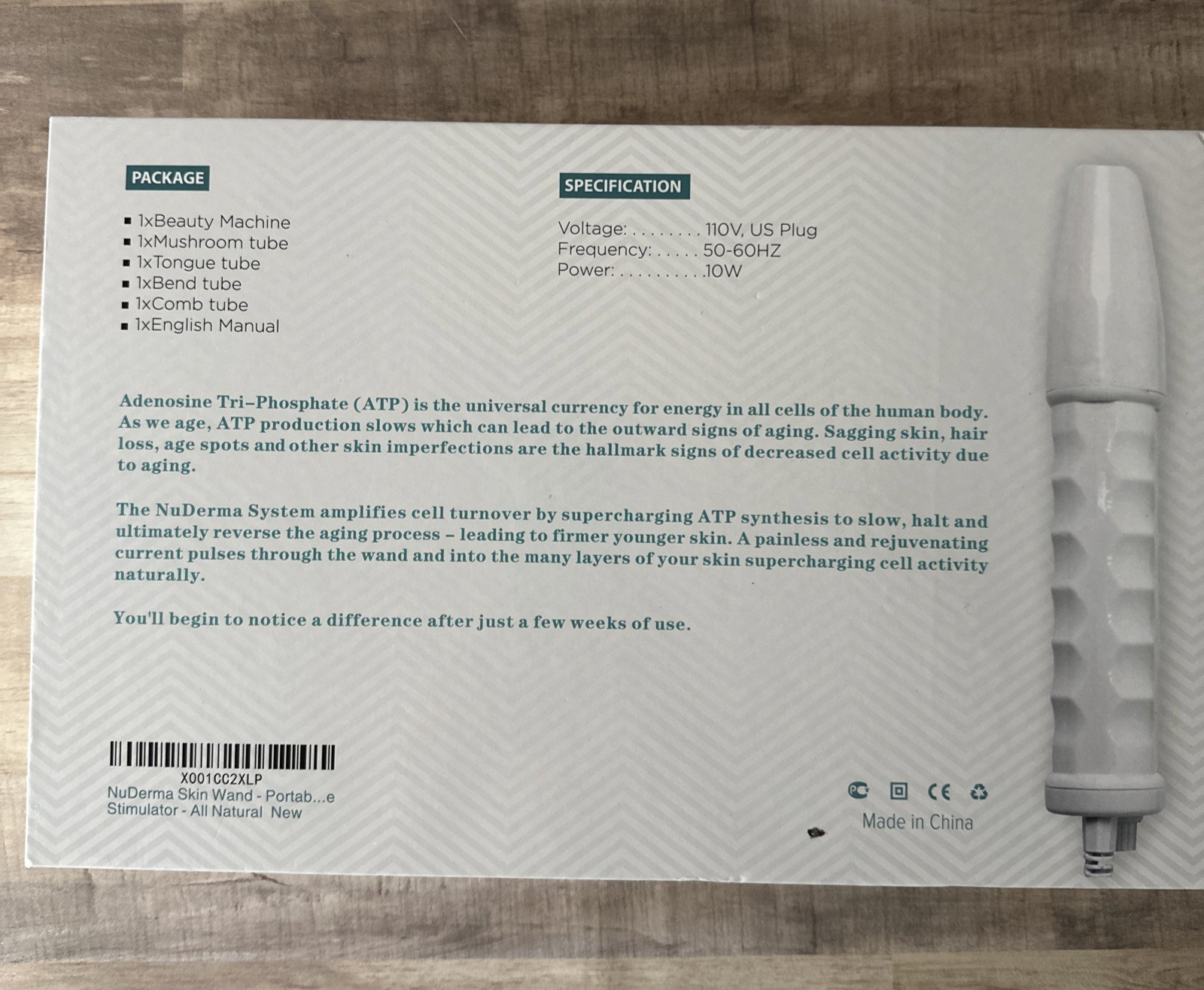 NuDerma Natural Dermal Cell Energy Amplification System Skin Wand Hand Held