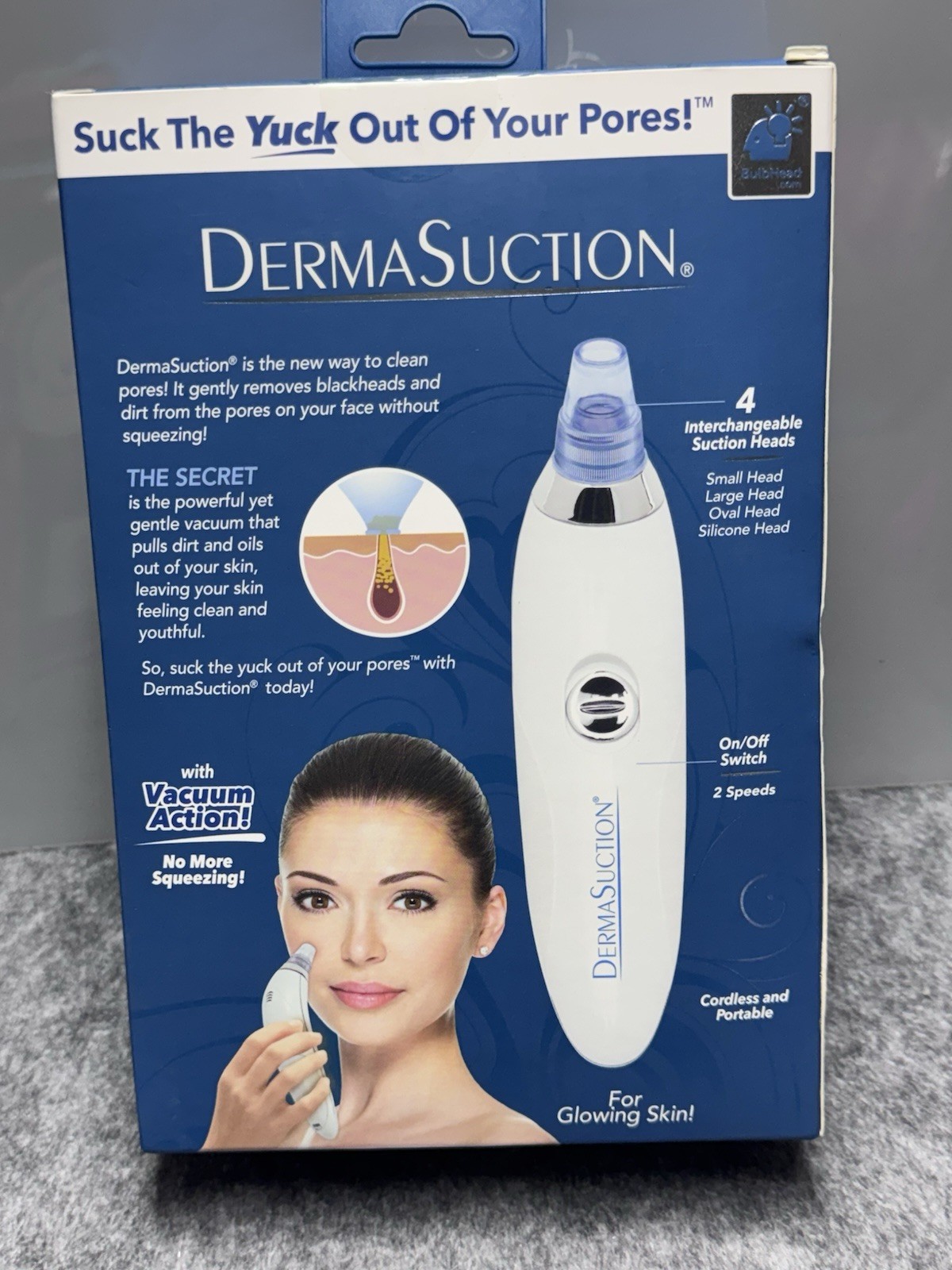 DermaSuction Pore Cleaning Device Vacuum Action 4 Interchangeable Suction Heads