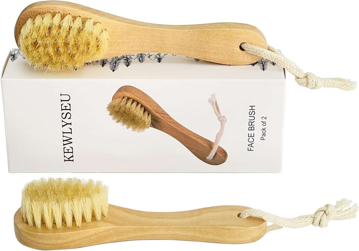 Natural Bristles Face Cleaning Brush Exfoliating Skin Care Pack of 2
