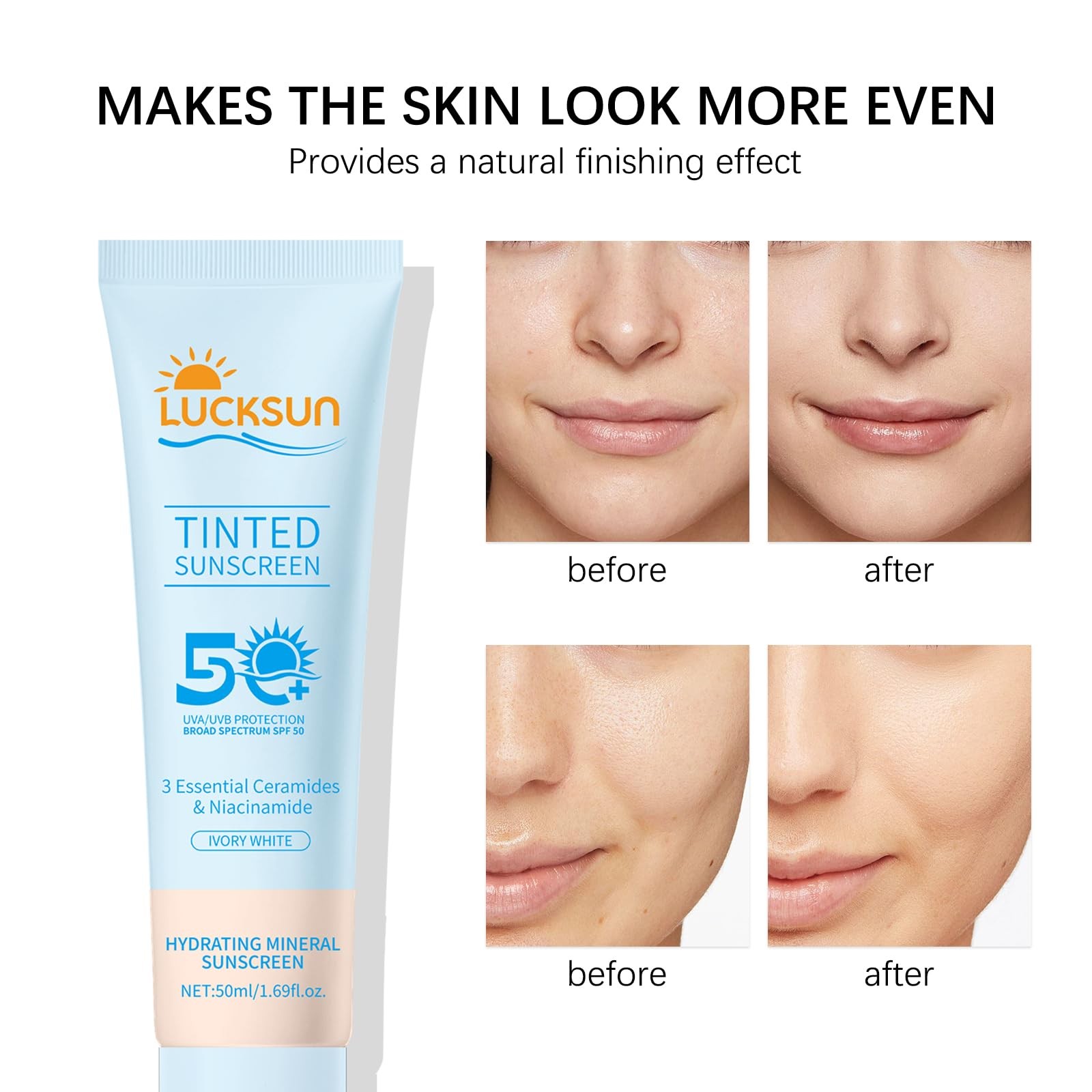 LMDGDS Tinted Sunscreen for Face, SPF 50 2 Pack 0.5 Fl Oz (Pack of 2), Light