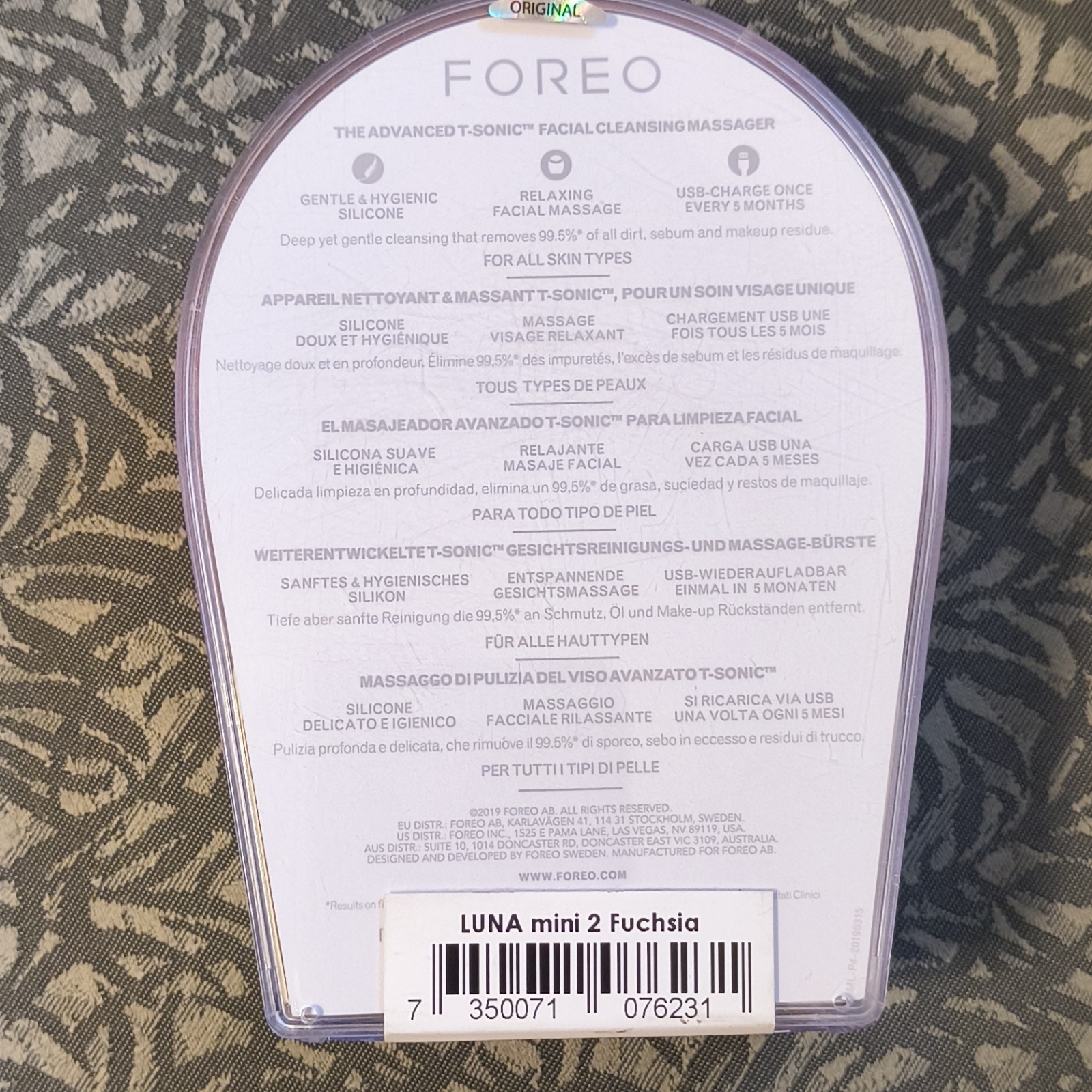 FOREO LUNA mini 2 T-Sonic Facial Cleansing Massager, USB Rechargeable, Fuchsia