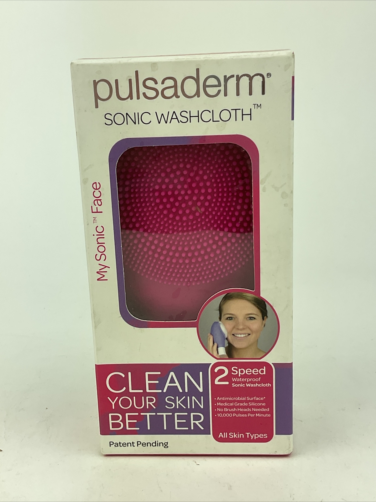 Pulsaderm Sonic Washcloth – Micro Pulse Cleansing (PINK) 2 Speed Waterproof