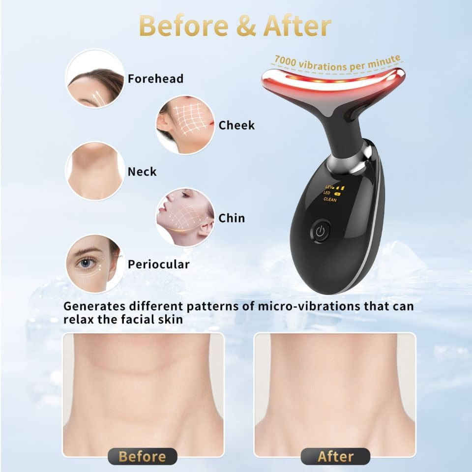 Facial Beauty Device, Multifunctional Facial Skin Care Tools with Vibration, Red