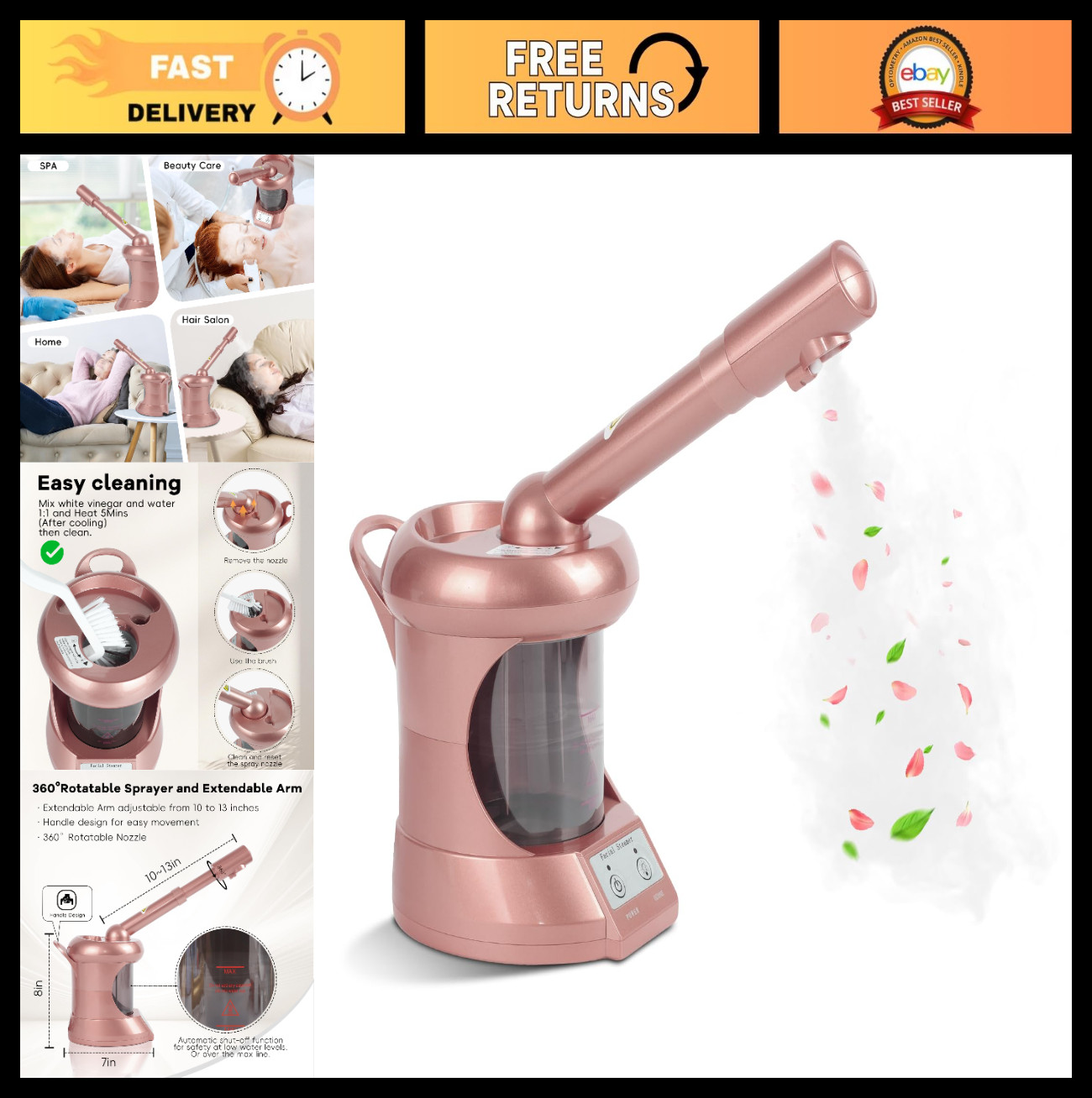 Portable Nano Ionic Facial Steamer – Professional Tabletop Face Spa with Extenda
