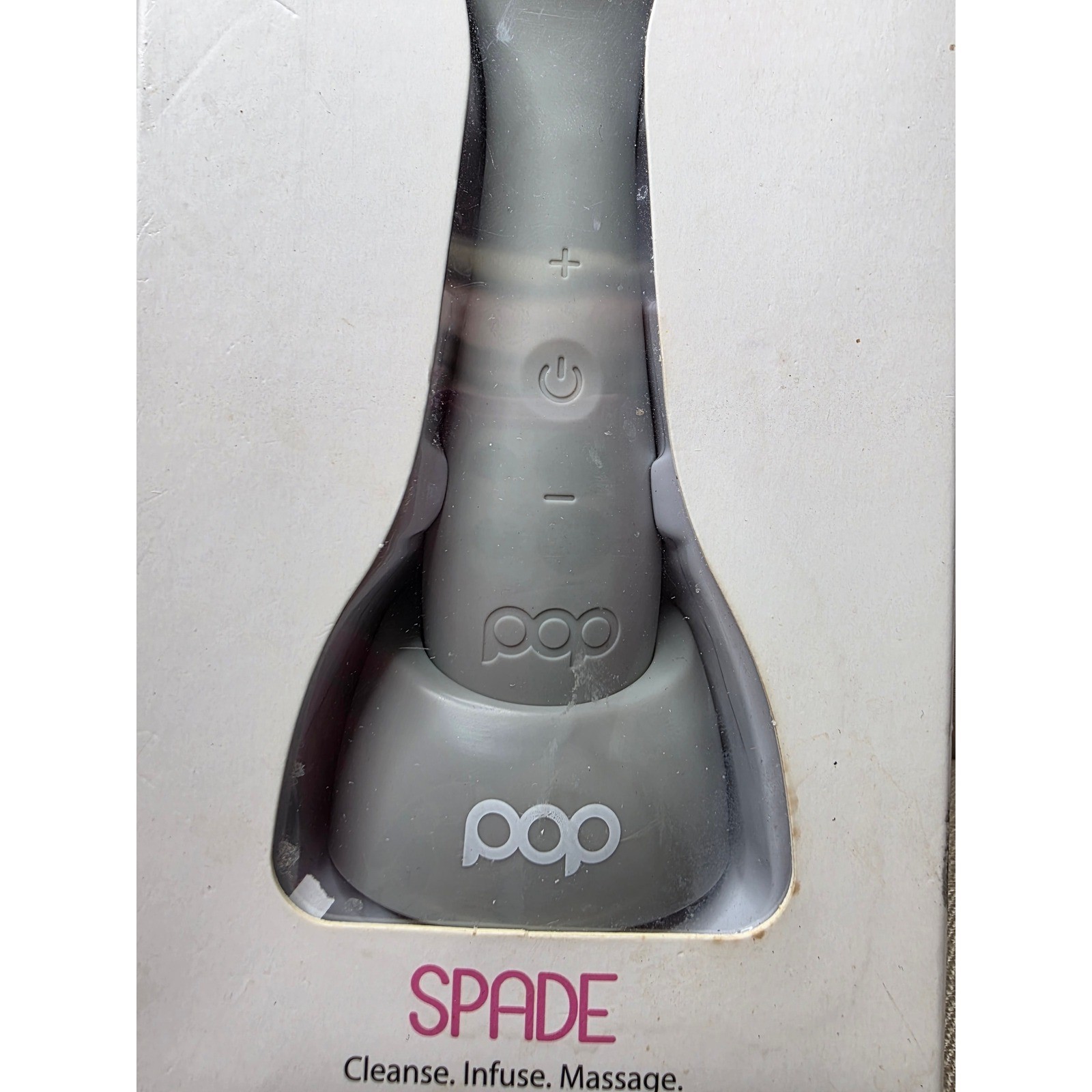 Pop Sonic Spade Face and Neck Sonic Beauty Device Grey Cleanse Infuse Massage C1