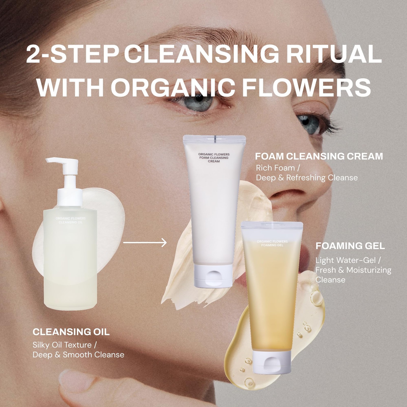 Whamisa Organic Flowers Foam Cleansing Cream, 1 Count (Pack of 1), White