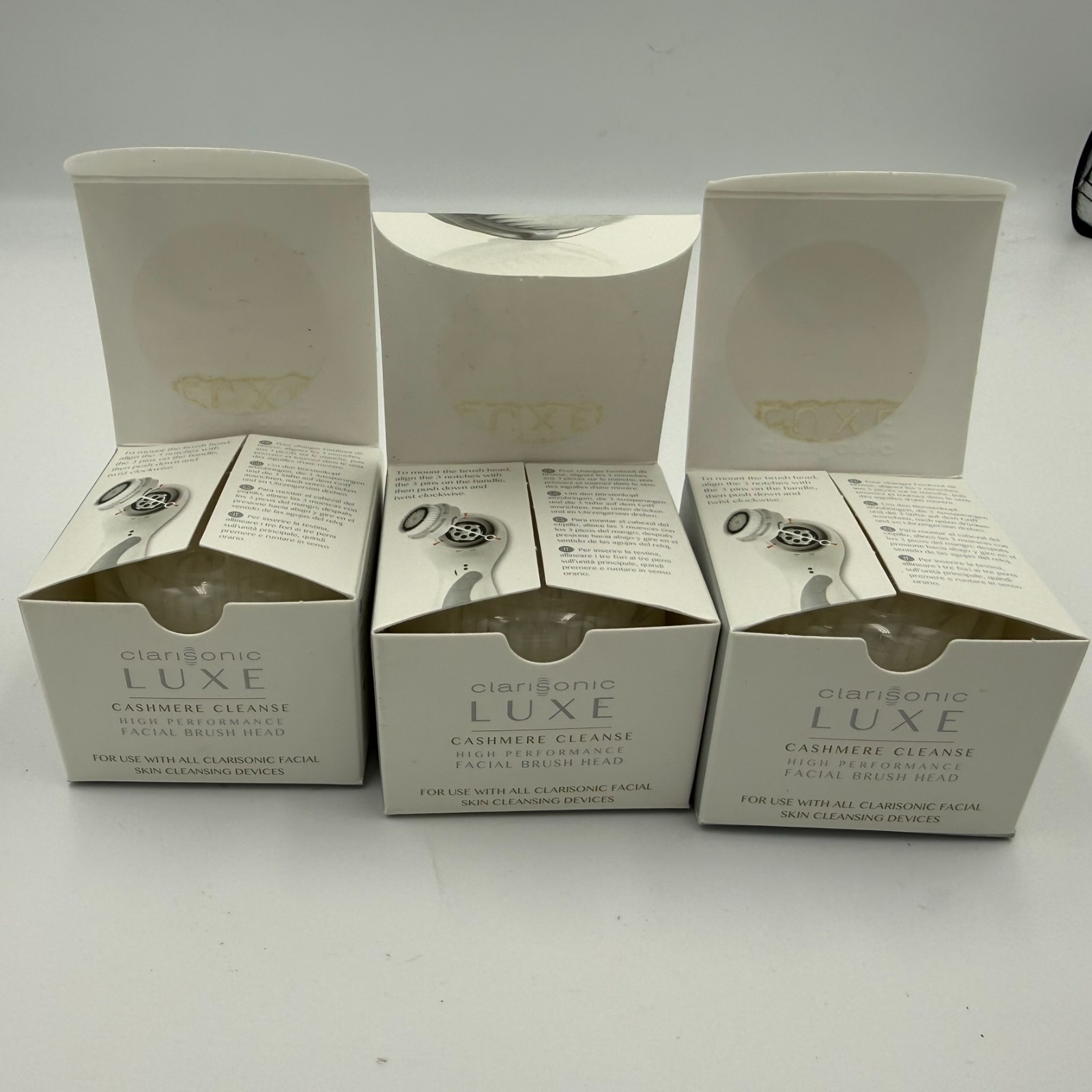 3 Pack Clarisonic LUXE Cashmere Cleanse Replacement Brush Heads Mia2 Aria Plus
