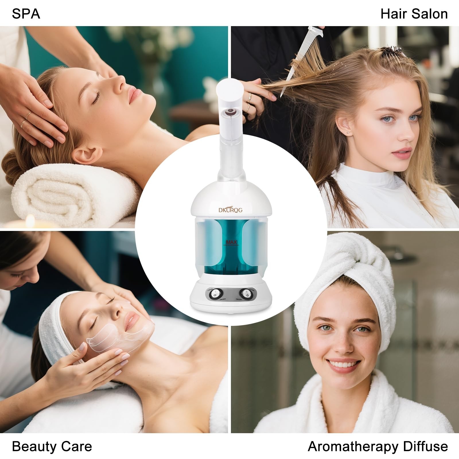 DKURQG Facial Steamer, Nano Ionic Face Steamer for Deep Cleaning Blue