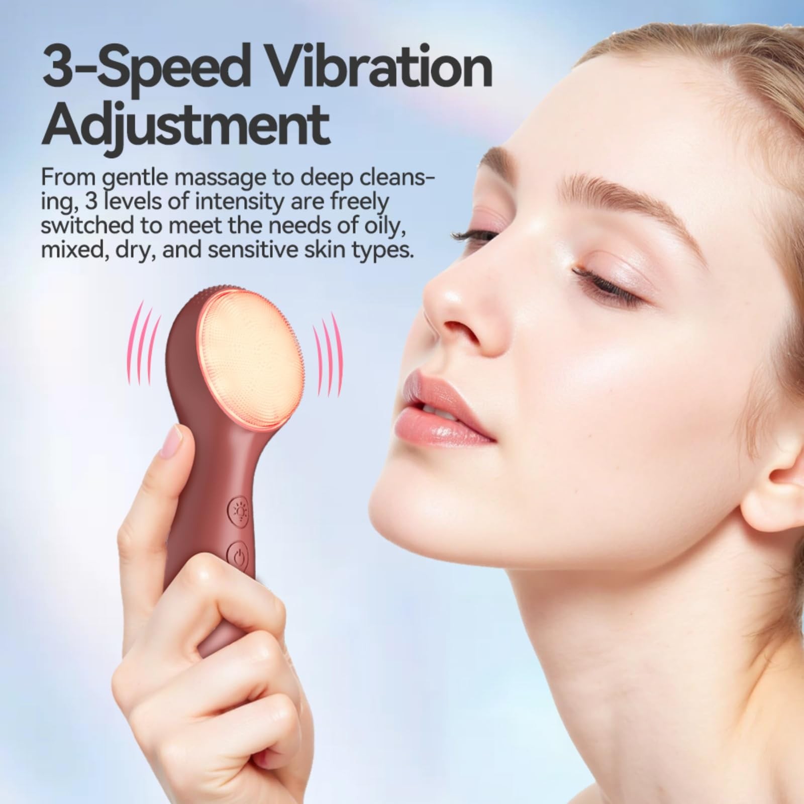 Colorful Silicone Wash Brush – Vibration Cleaner with Heat Sensation, 3 Modes…
