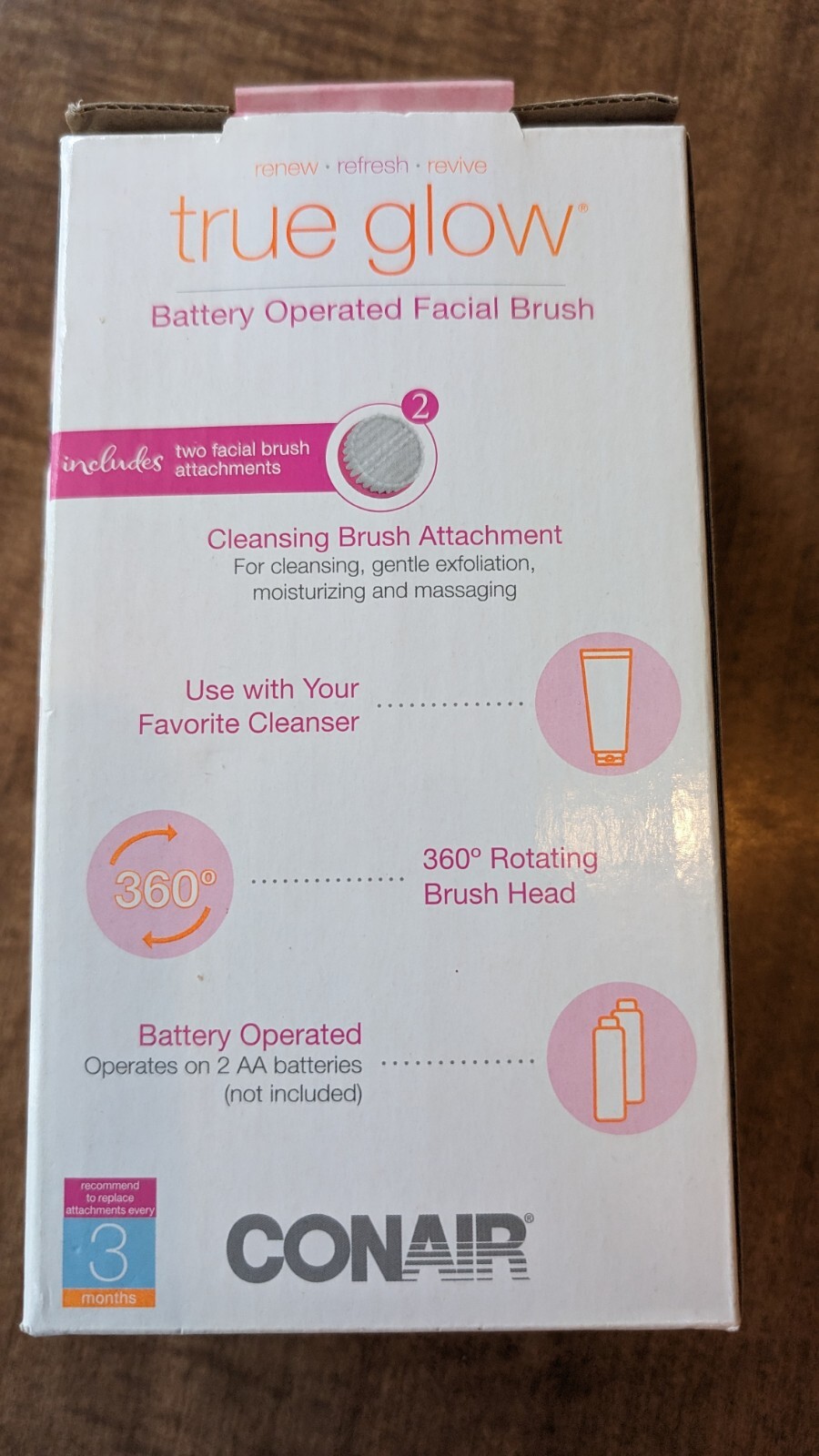Conair True Glow Facial Kit, Battery Operated, Gently Exfoliates Makeup w/Extras