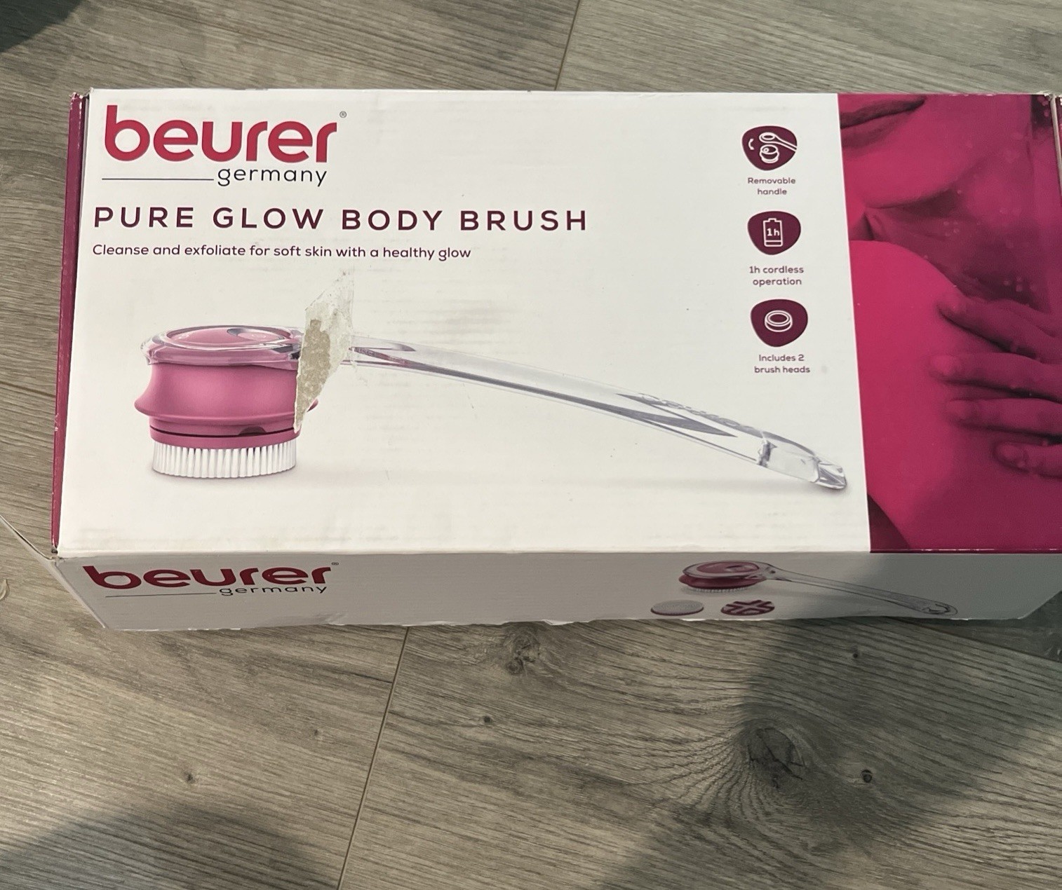 Beurer FC55 Electric Body Scrubber for Exfoliating & 3 Pc Set, Pink Rechargeable