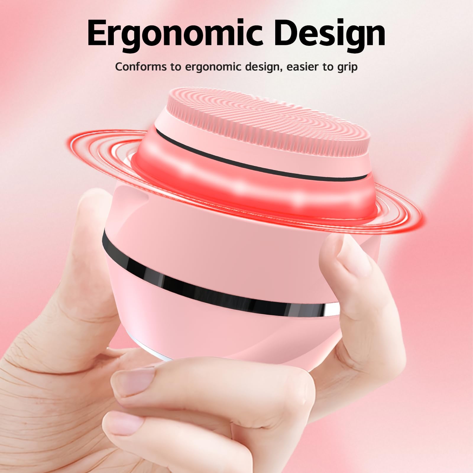 Peledic Face Cleansing Brush, Waterproof Silicone Facial Pink