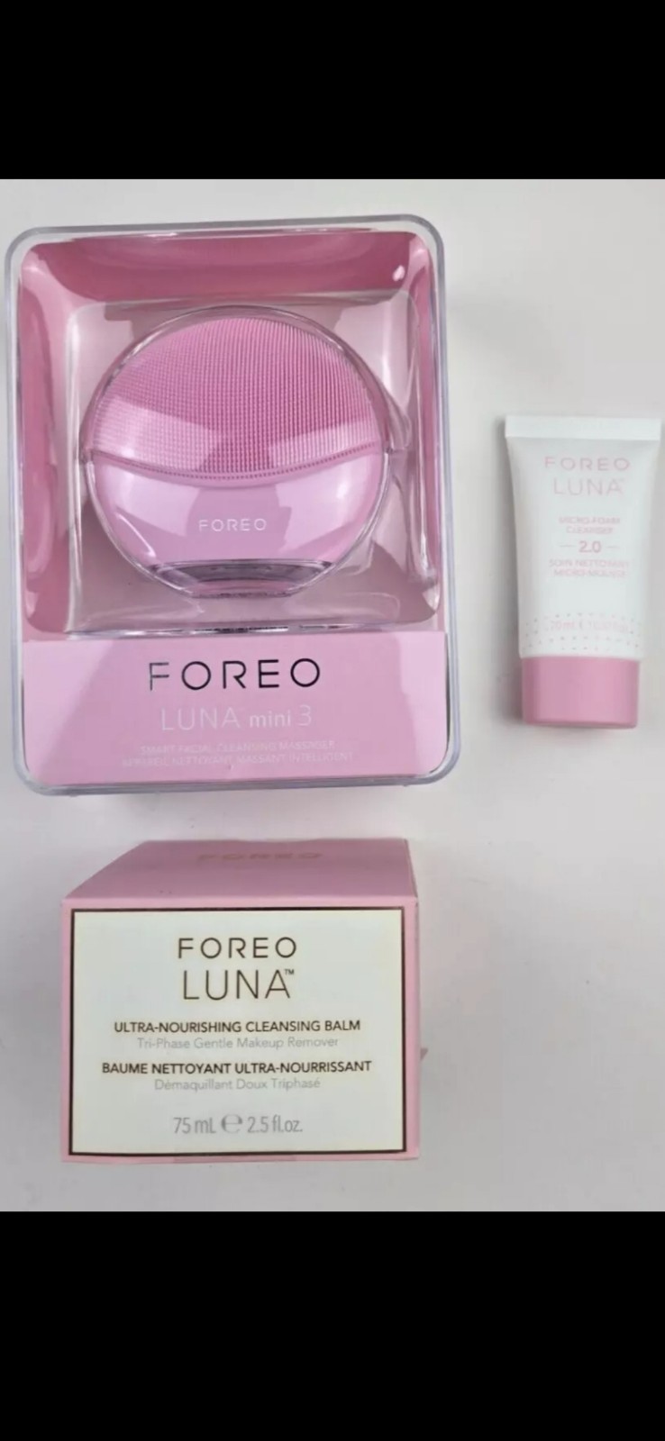 FOREO Luna Mini 3 – Premium Facial Cleansing Brush-Pearl Pink bundle NEW