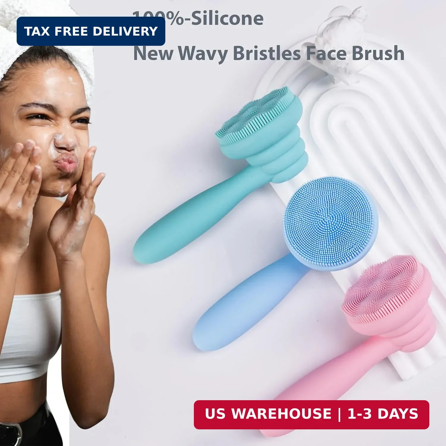 2 PC Silicone Facial Cleansing Brush Facial Scrubber Manual Exfoliating Facial B