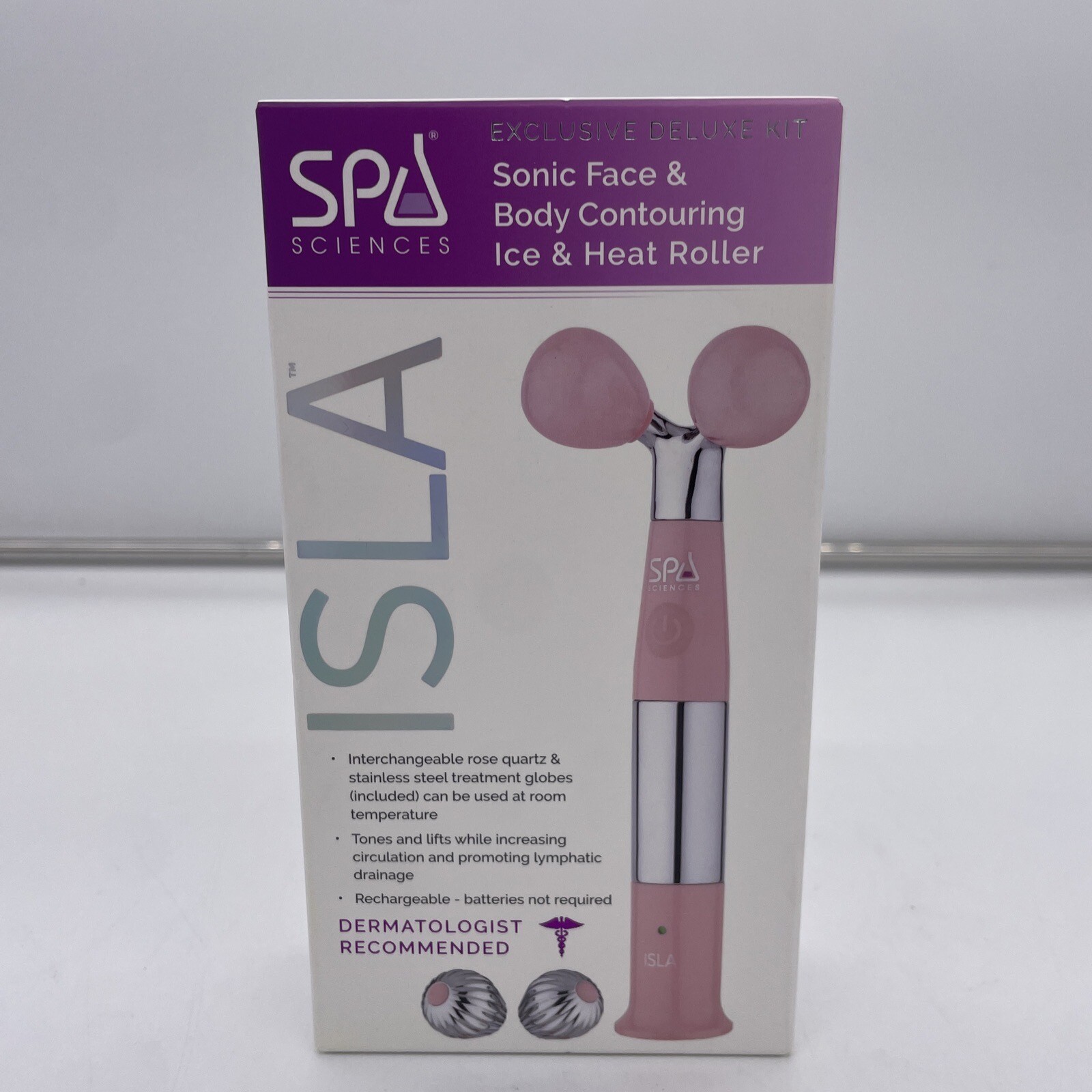 Spa Sciences ISLA Sonic Ice & Heat Roller With Rose Quartz Stainless Steel