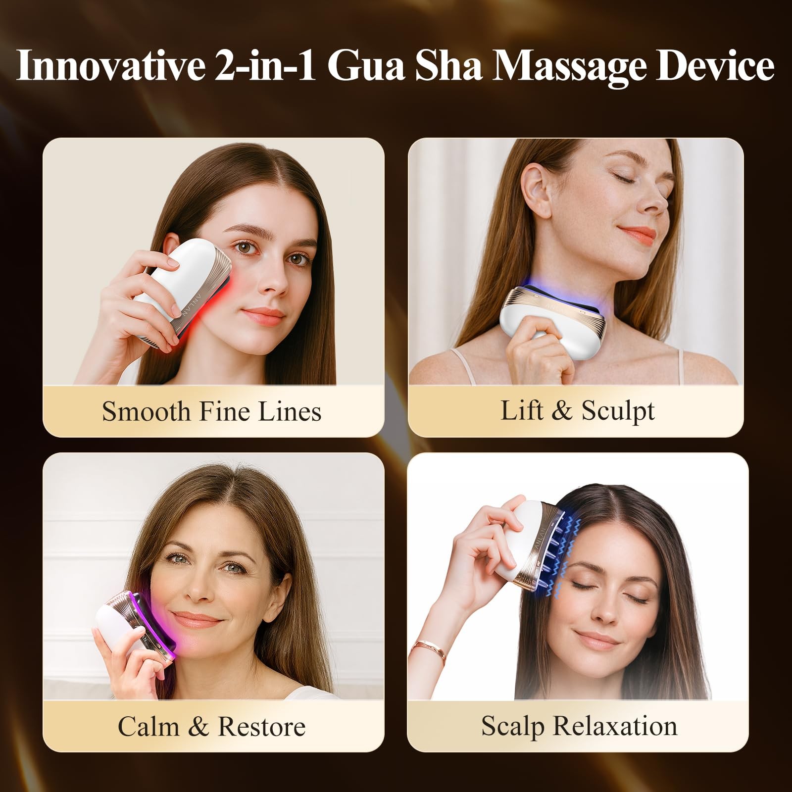 Newest 2-in-1 Red Light Therapy for Face & Neck Massager Facial Care White