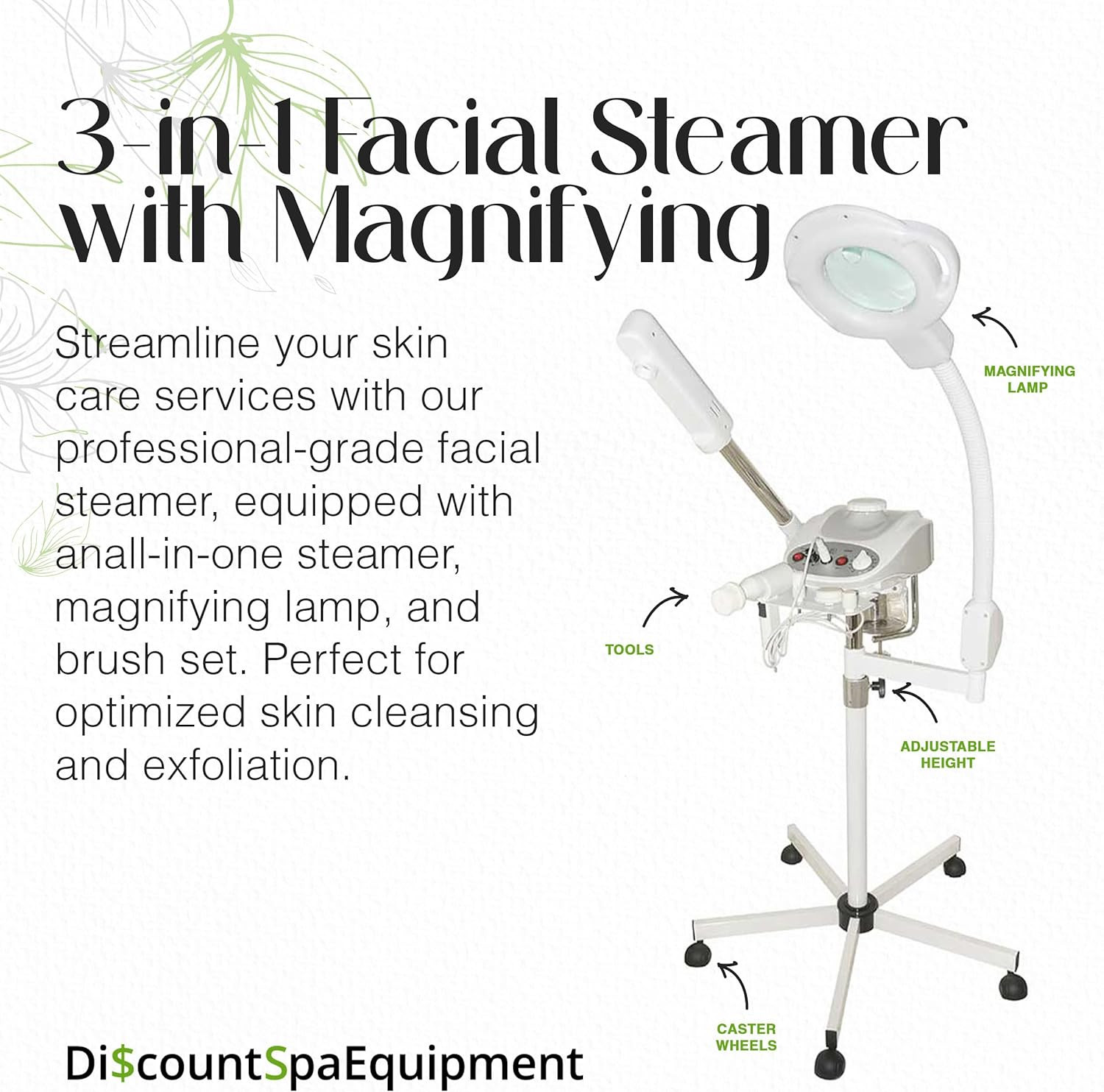 – 3-In-1 Ozone Facial Steamer, Facial Steamer for Esthetician with 5X Diopter Ma