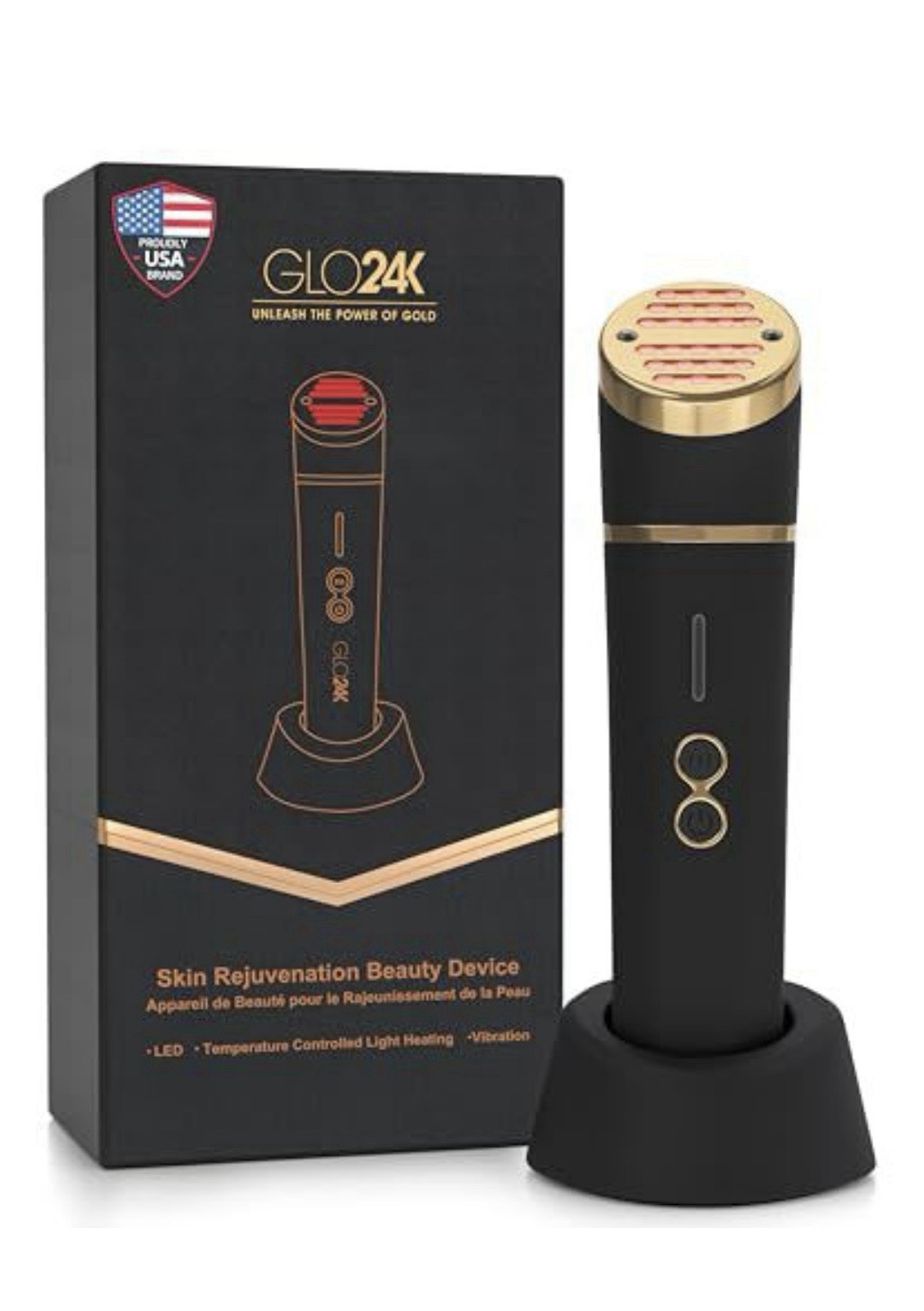 GLO24K Red Light Beauty Device for Face & Neck – 3-in-1 Facial and Neck Massager
