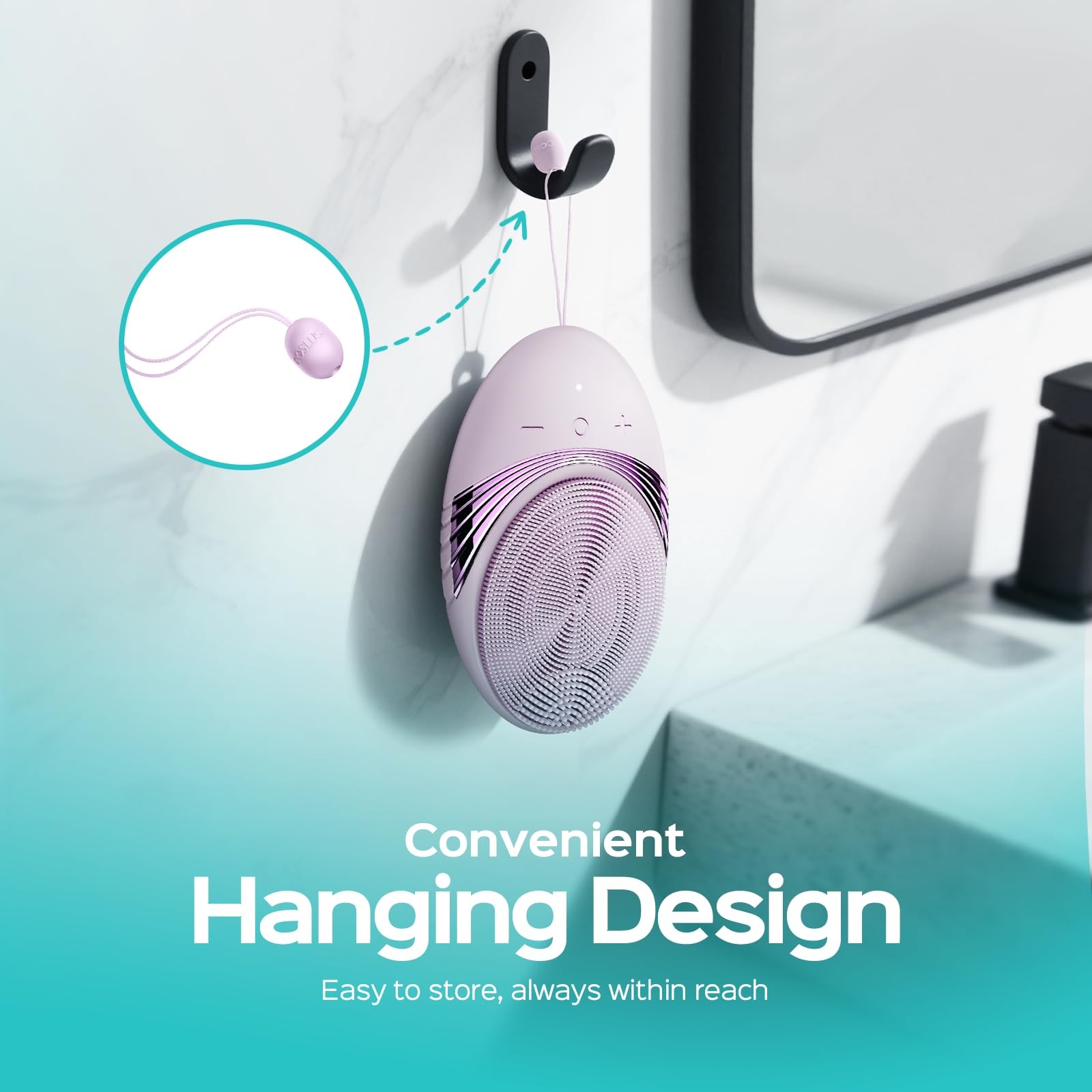 COSLUS Facial Cleansing Brush Face Scrubber : Portable Silicone Light Purple