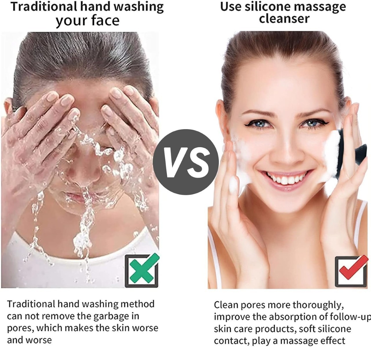 Silicone Face Scrubber Brush for Men, Waterproof Facial Cleansing Tool Black