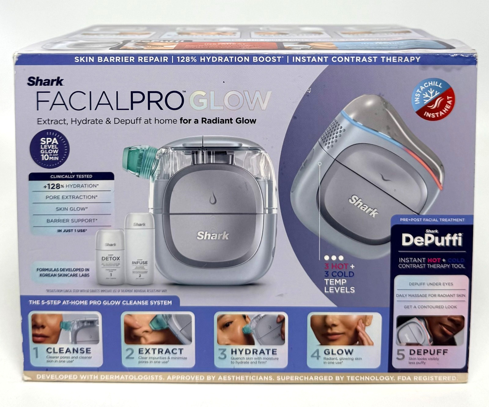 Shark FacialPro Glow at-Home Hydro-Powered Facial System – Blue *NEW SEALED*