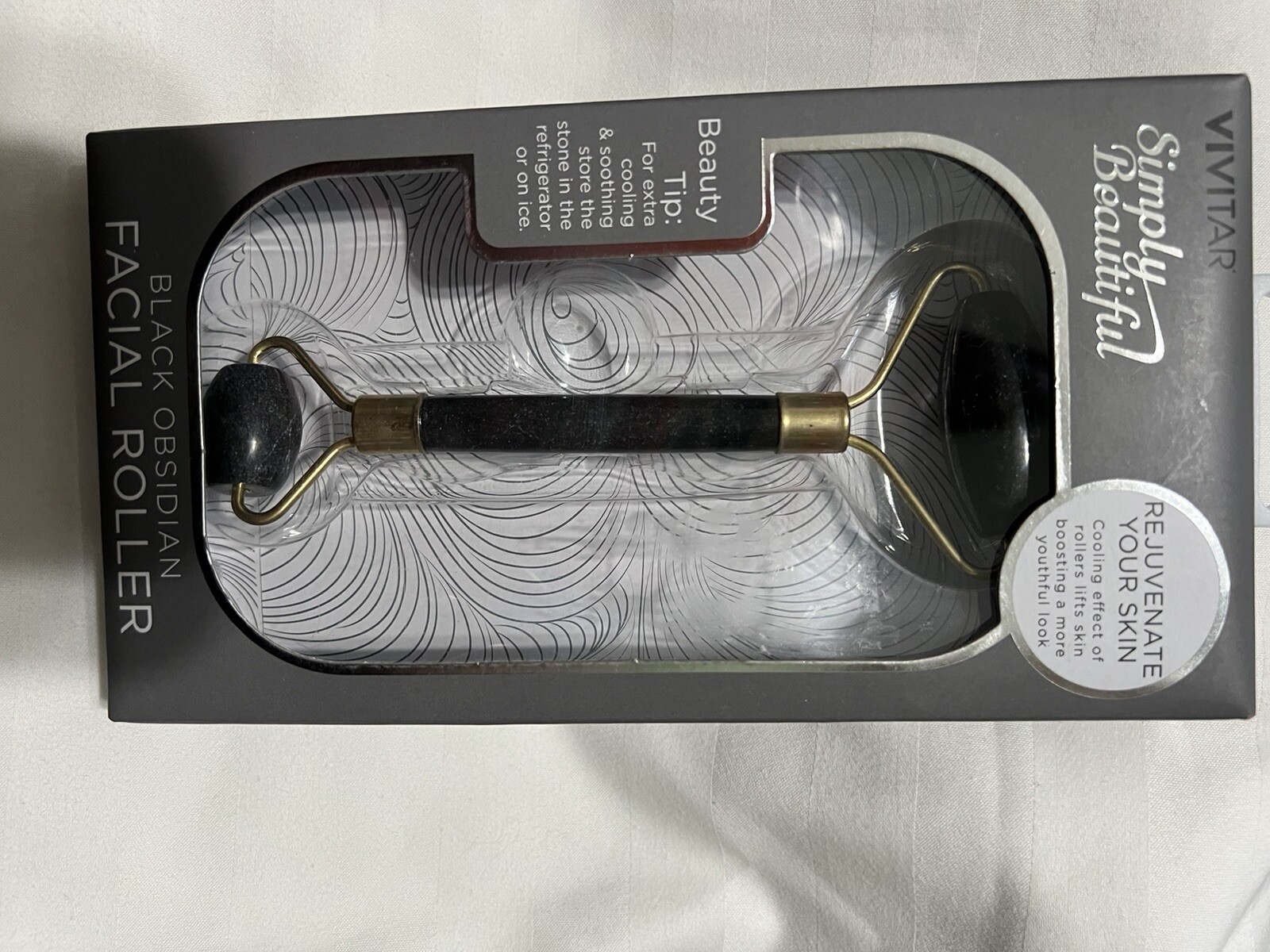 2 in 1 Black Obsidian Facial Roller Lifting, Firming & Rejuvenating New in Box