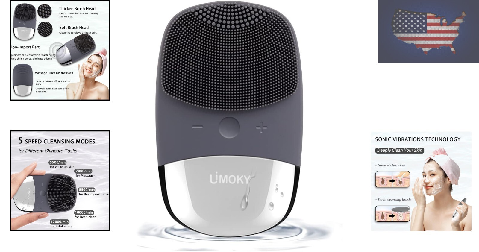 3-in-1 Electric Silicone Facial Cleansing Brush – Waterproof & Rechargeable