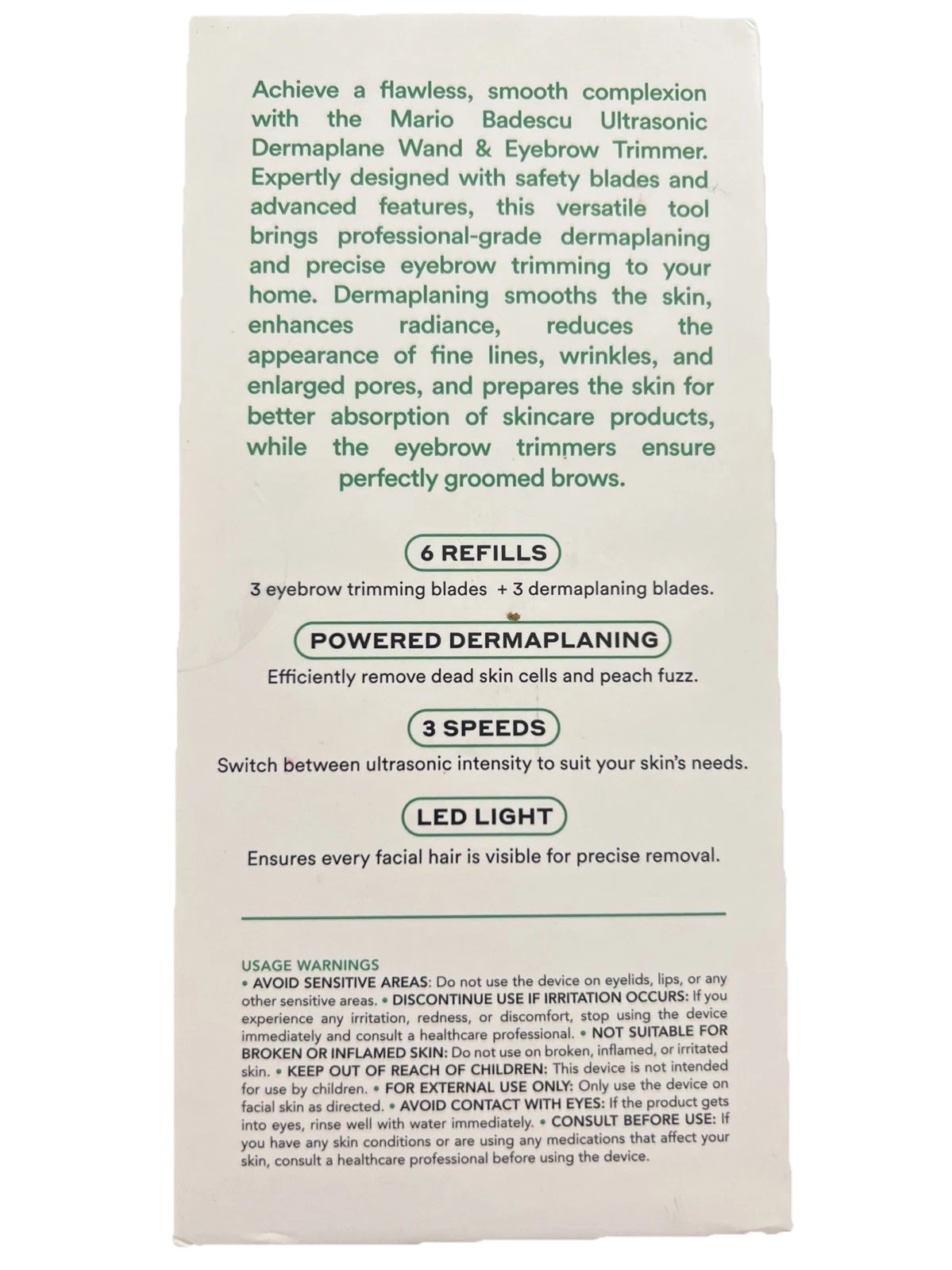 Skincare Mario Badescu Ultrasonic Dermaplane Wand Brow Trimmer Fuzz Exfoliation