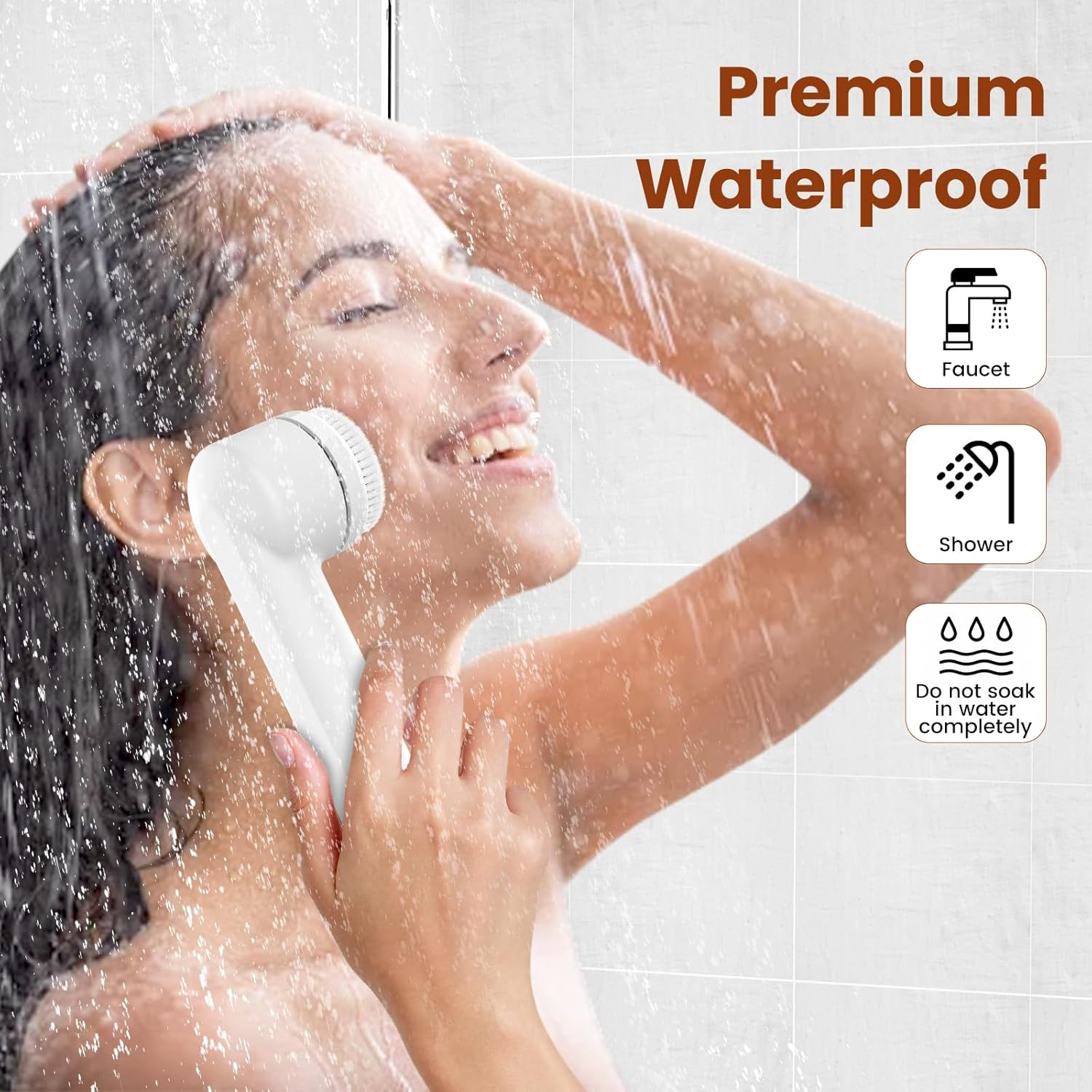 Electric Facial Cleansing Brush, 3-in-1 Waterproof Face Scrubber, 3-Speed