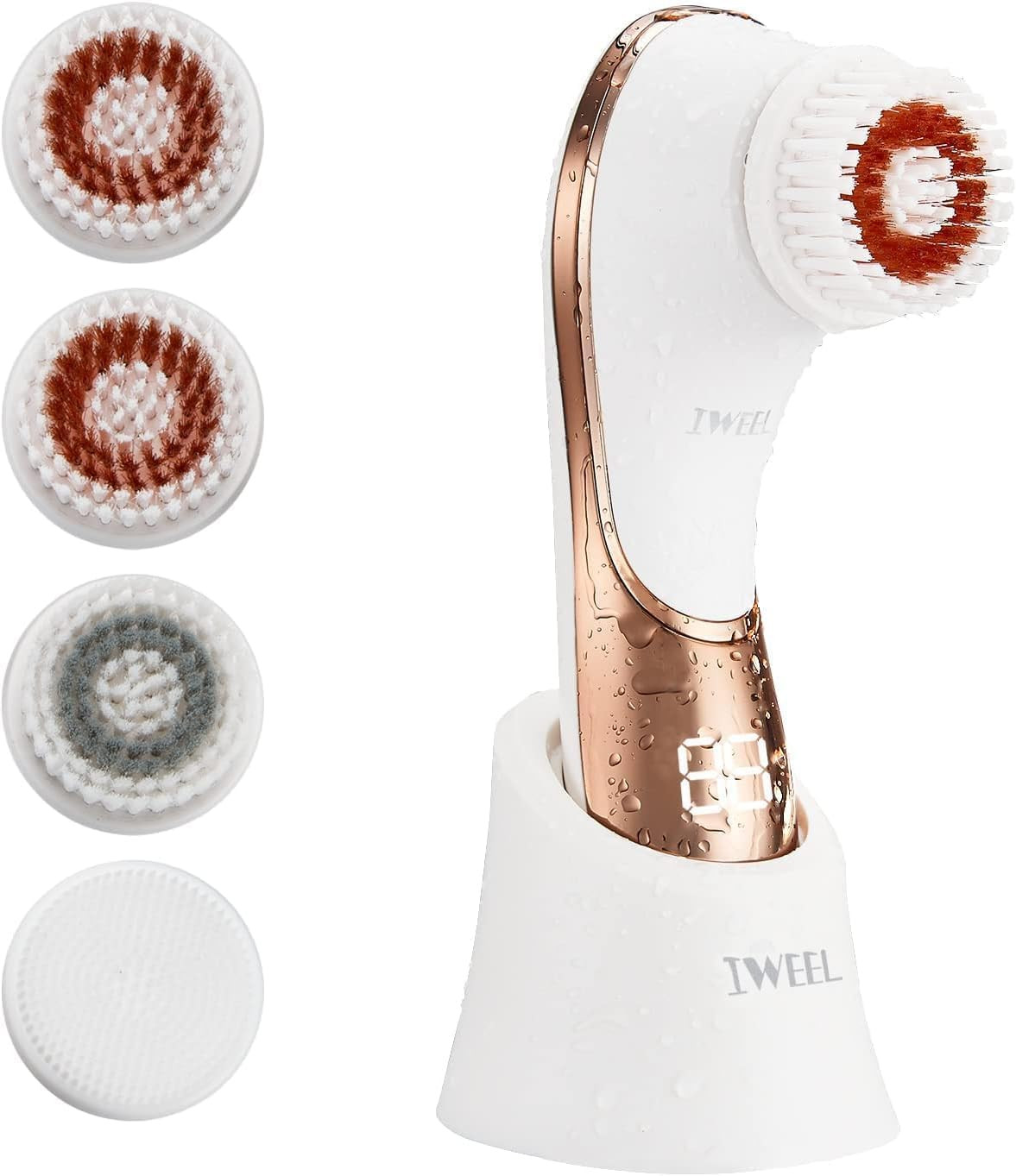 Electric Face Brush Scrubber Rechargeable Facial Exfoliator IPX-7 Waterproof Spi